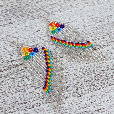 Alternate image for Colorful Glass Beaded Waterfall Earrings from Mexico Shower of Colors