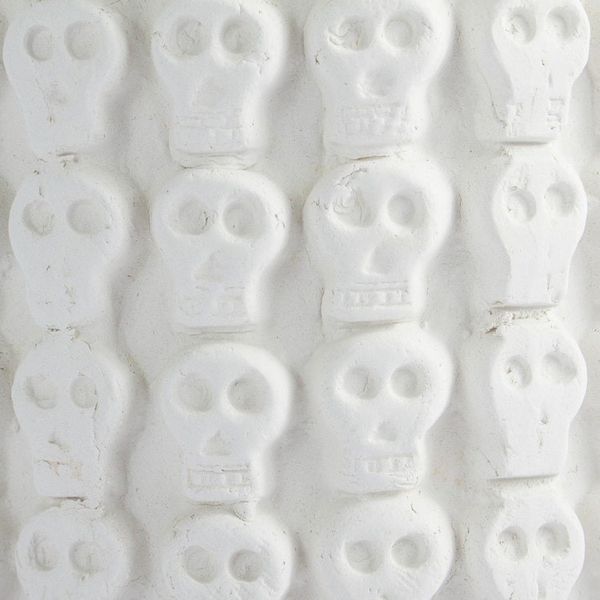 Alternate image for White Skull Pattern Ceramic Flower Pot from Mexico Rows of White Skulls