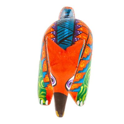 Alternate image for Painted Alebrije Copal Wood Figurine of Orange Armadillo Mexicos Orange Guardian