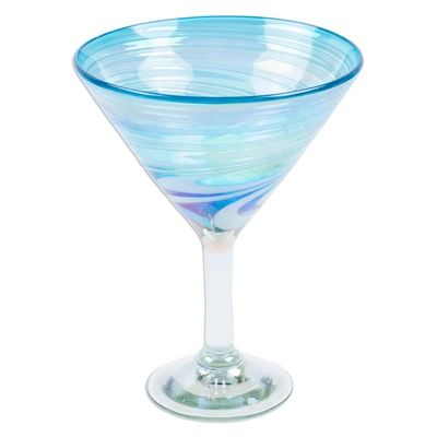 Alternate image for Set of 4 Turquoise and White Martini Glasses from Mexico Waves of Glamour