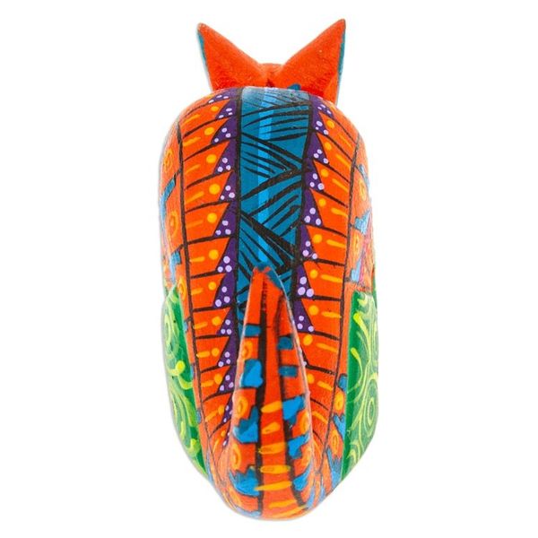 Alternate image for Painted Alebrije Copal Wood Figurine of Orange Armadillo Mexicos Orange Guardian