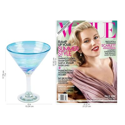 Alternate image for Set of 4 Turquoise and White Martini Glasses from Mexico Waves of Glamour