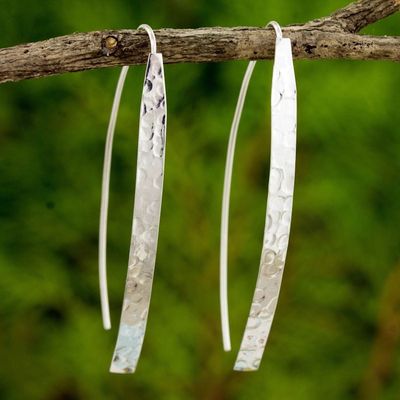 Image for Modern Drop Earrings in Hammered Sterling Silver Modern Aesthetic