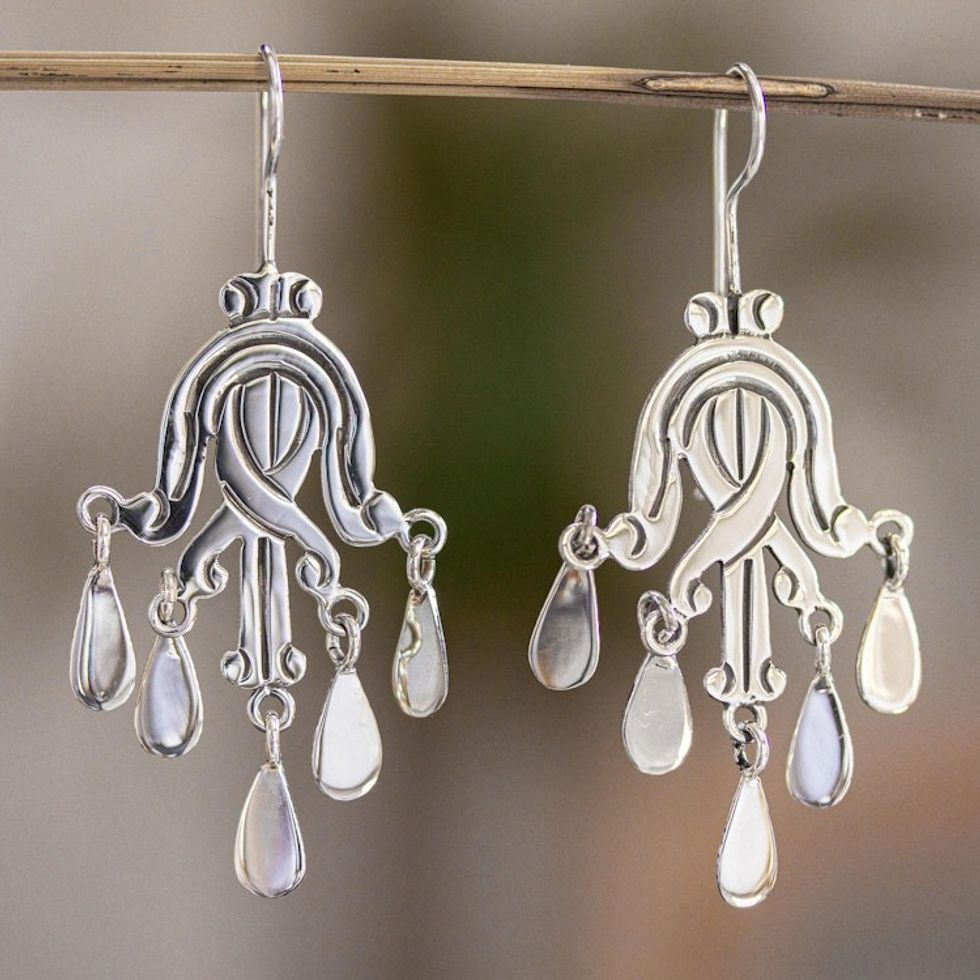 Chandelier Earrings Mexico Taxco Sterling Silver 'Secret Soul'