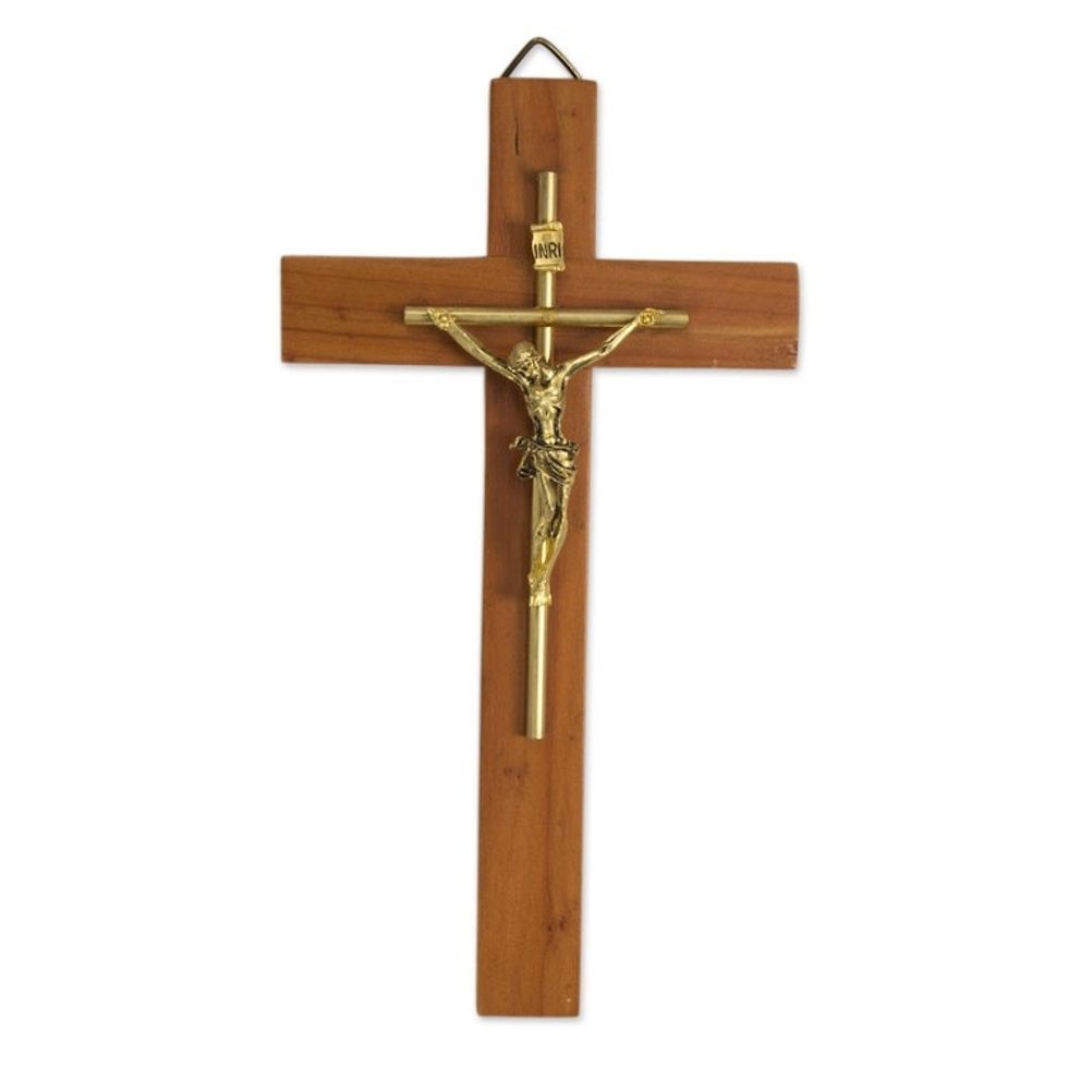 Artisan Crafted Cedar Wood Modern Wall Crucifix 'Jesus Our Savior'