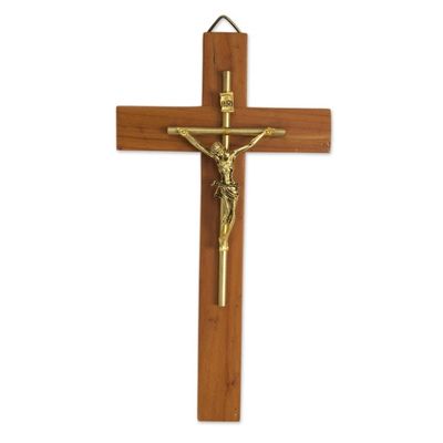 Alternate image for Artisan Crafted Cedar Wood Modern Wall Crucifix Jesus Our Savior