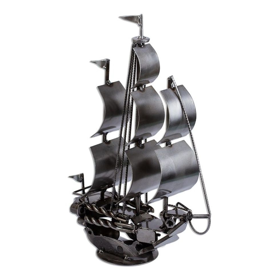 Rustic Sailing Ship Metal Sculpture 'Rustic Ship'