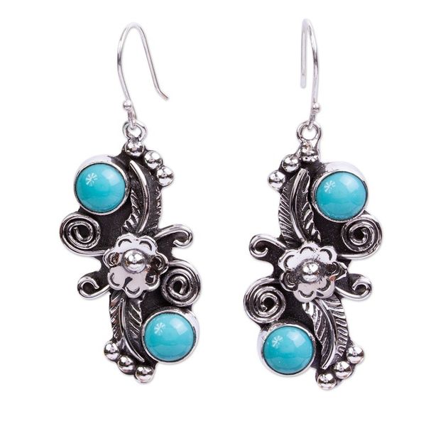 Alternate image for Floral Turquoise Earrings Traditional Blooms
