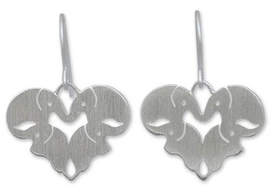 Alternate image for Unique Sterling Silver Elephant Dangle Earrings Sweetheart Elephants