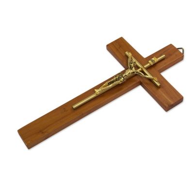 Alternate image for Artisan Crafted Cedar Wood Modern Wall Crucifix Jesus Our Savior