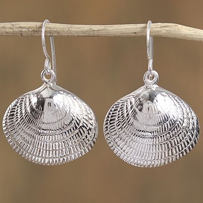 Alternate image for Taxco Sterling Silver Seashell Dangle Earrings from Mexico Mediterranean Shells
