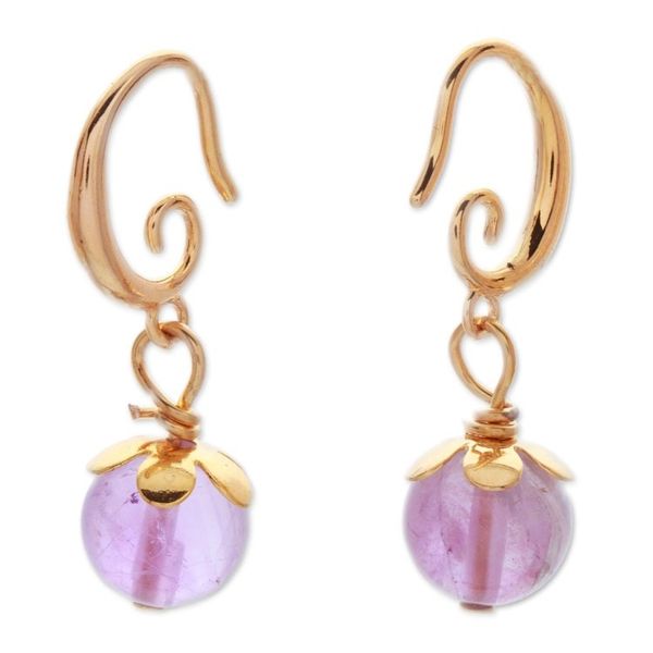 Alternate image for 14k Gold-Plated Dangle Earrings with Amethyst Beads Sage Spirit
