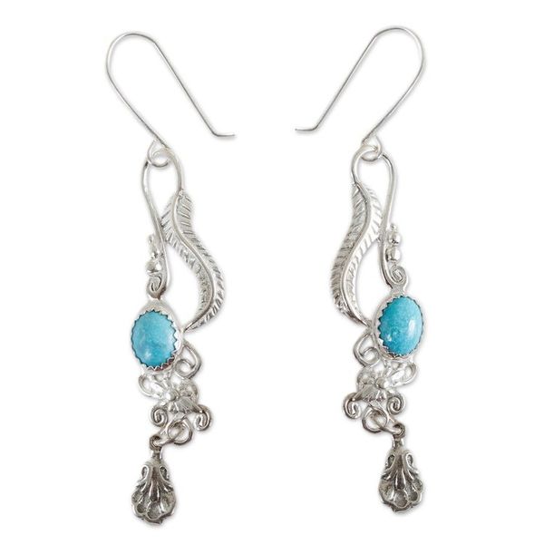 Alternate image for Fair Trade Floral Earrings of Silver with Natural Turquoise Daydream