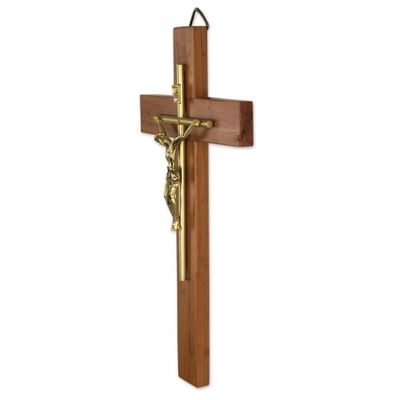 Alternate image for Artisan Crafted Cedar Wood Modern Wall Crucifix Jesus Our Savior