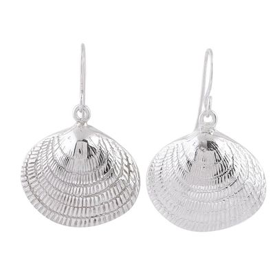Alternate image for Taxco Sterling Silver Seashell Dangle Earrings from Mexico Mediterranean Shells