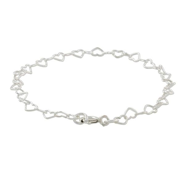 Alternate image for Heart Motif Sterling Silver Link Bracelet from Thailand Lots of Love