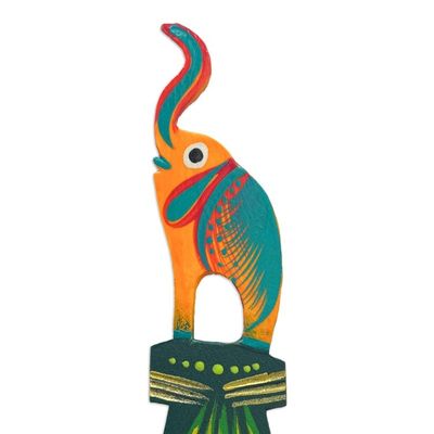 Alternate image for Mexican Artisan Carved Elephant-Themed Copal Wood Bookmark Reading Elephant