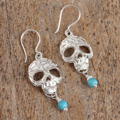Alternate image for Taxco Skull Turquoise and Pearl Dangle Earrings from Mexico Transmutation