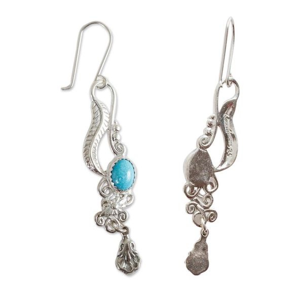 Alternate image for Fair Trade Floral Earrings of Silver with Natural Turquoise Daydream