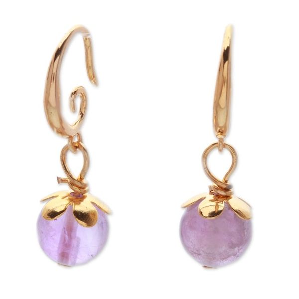 Alternate image for 14k Gold-Plated Dangle Earrings with Amethyst Beads Sage Spirit