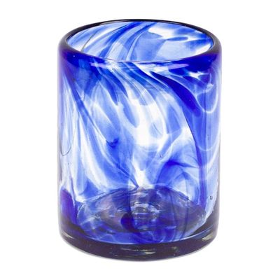 Alternate image for Cobalt Handblown Recycled Glass Carafe and Cup Set Pair Cobalt Allure