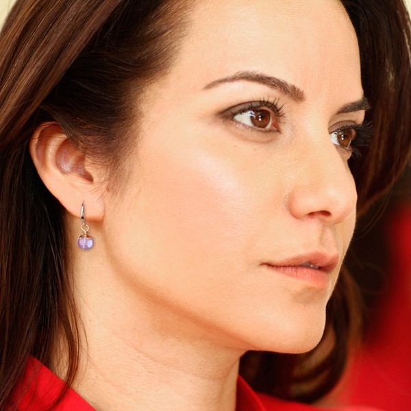 Alternate image for 14k Gold-Plated Dangle Earrings with Amethyst Beads Sage Spirit