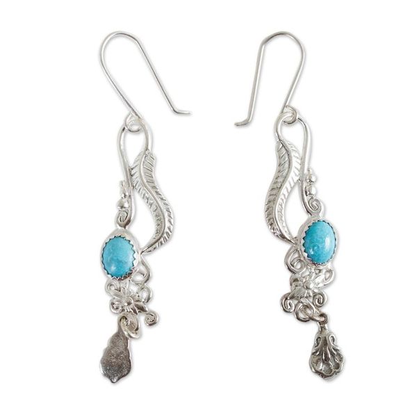 Alternate image for Fair Trade Floral Earrings of Silver with Natural Turquoise Daydream