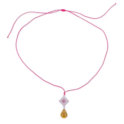 Alternate image for Adjustable Amber Pendant Necklace Gods Eye