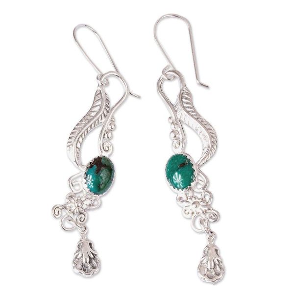 Alternate image for Fair Trade Floral Earrings of Silver with Natural Turquoise Daydream