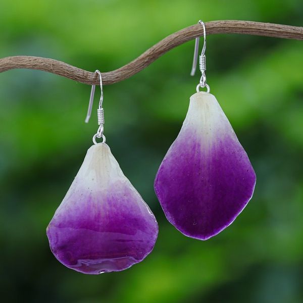 Alternate image for Natural Flower Dangle Earrings Chiang Mai Beauty