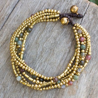 Alternate image for Brass Beaded Bracelet Crafted by Hand with Agate Earth Freedom