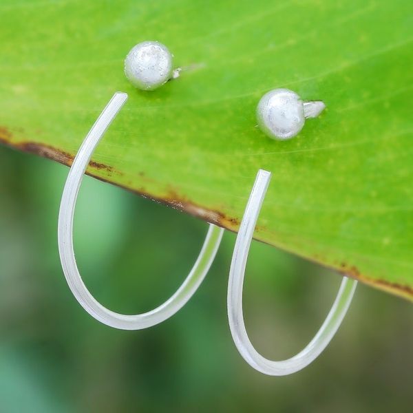 Alternate image for Karen Hill Tribe Silver Half-Hoop Earrings Hoopla