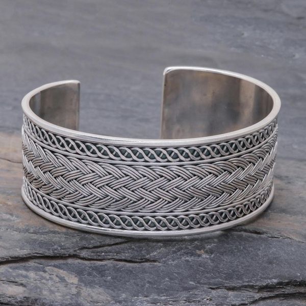 Alternate image for Hill Tribe Sterling Silver Cuff Bracelet Rippling Helixes