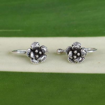 Alternate image for Handcrafted Sterling Silver Flower Ear Cuffs from Thailand Garden Blossoms