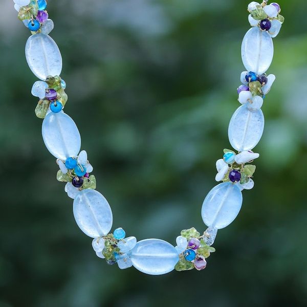 Alternate image for Hand Threaded Multi-Gemstone Beaded Necklace Mermaid Treasure