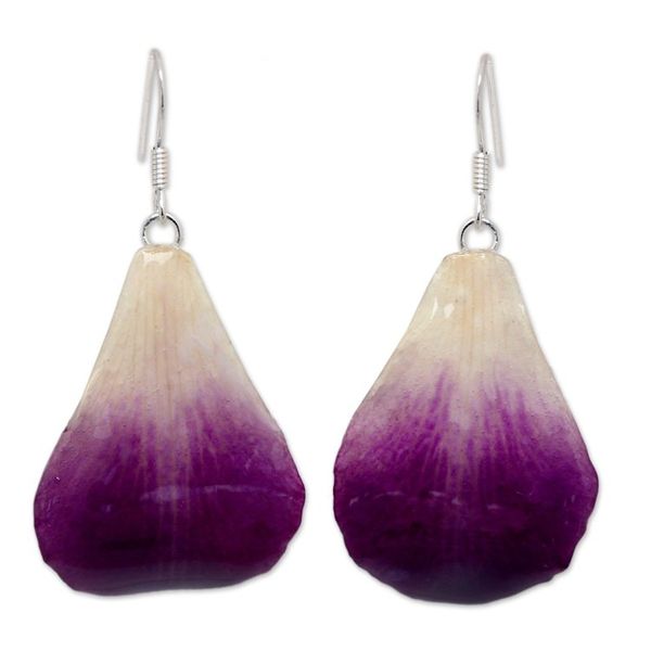 Alternate image for Natural Flower Dangle Earrings Chiang Mai Beauty
