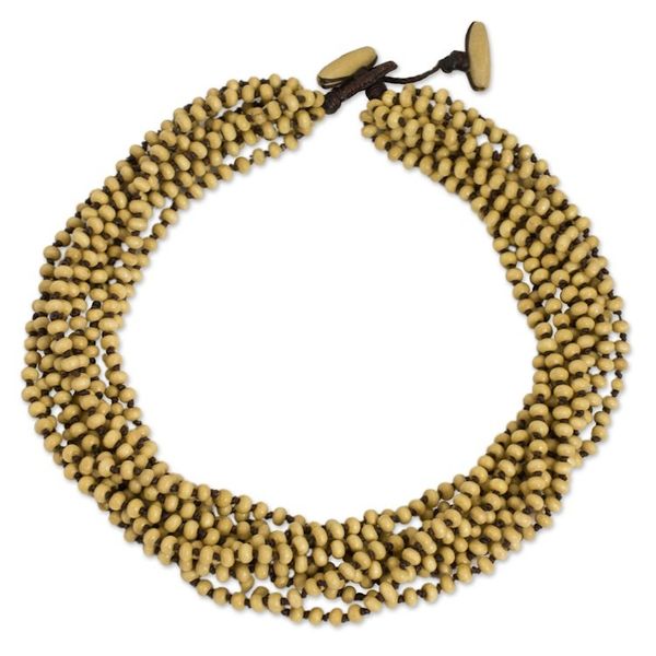 Alternate image for Fair Trade Artisan Crafted Wood Torsade Necklace Natural Belle