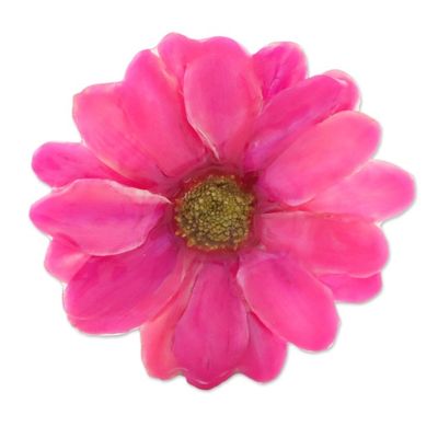 Alternate image for Natural Aster Flower Brooch in Fuchsia from Thailand Let It Bloom in Fuchsia