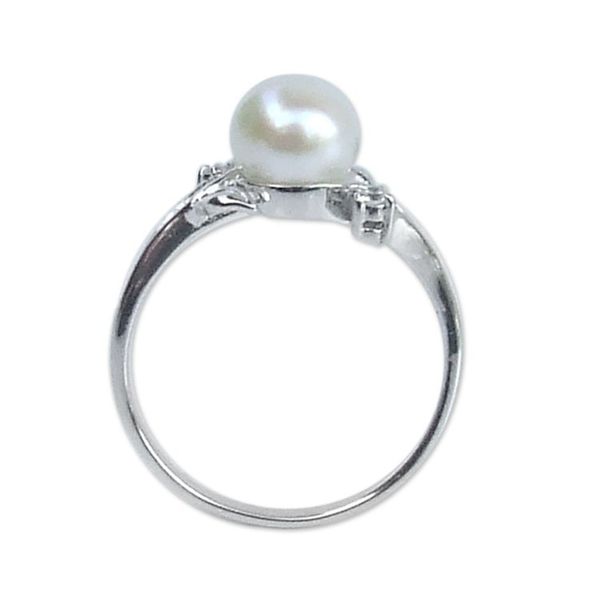 Alternate image for White Gold Plated Cultured Pearl Ring Budding Beauty