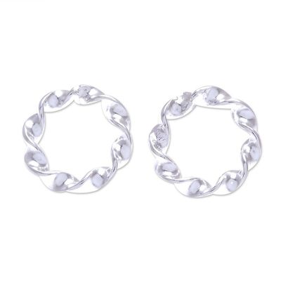 Alternate image for Polished Sterling Silver Spiraled Stud Earrings Mesmerizing Waves