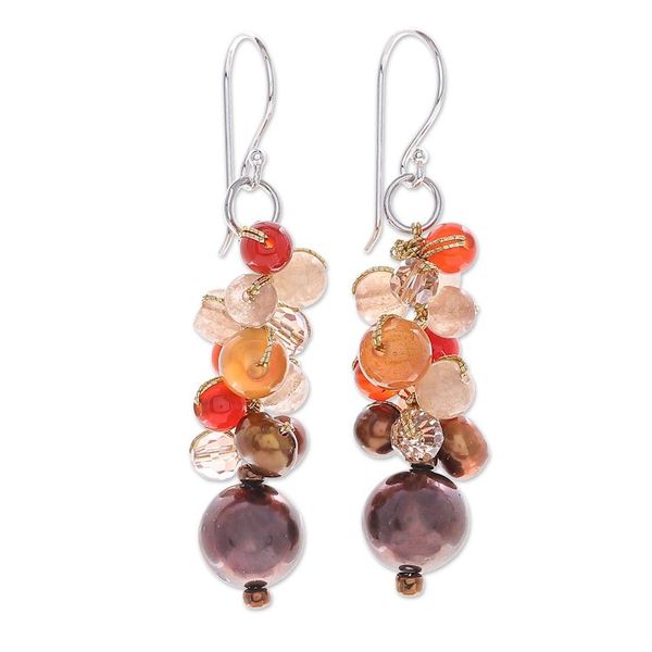 Alternate image for Chalcedony and Cultured Pearl Dangle Earrings Chocolate Truffle