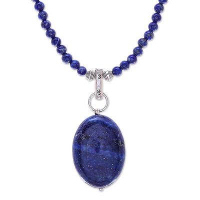 Alternate image for Handmade Lapis Lazuli Pendant Necklace Blue Lady