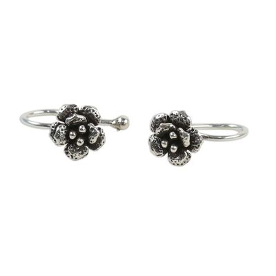 Alternate image for Handcrafted Sterling Silver Flower Ear Cuffs from Thailand Garden Blossoms