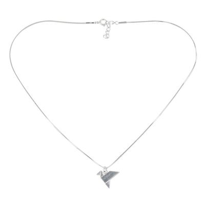 Alternate image for Origami Bird Sterling Silver Pendant Necklace from Thailand Origami Flight
