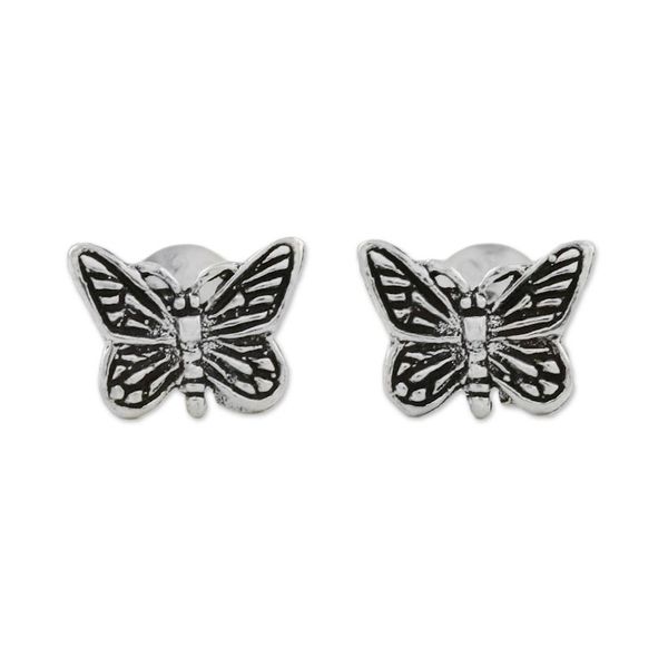 Alternate image for Sterling Silver Butterfly Stud Earrings from Thailand Prophetic Wings