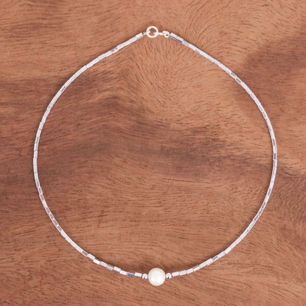 Alternate image for Hematite Beaded Necklace with Pink Cultured Pearl Pendant The Magic of Compassion