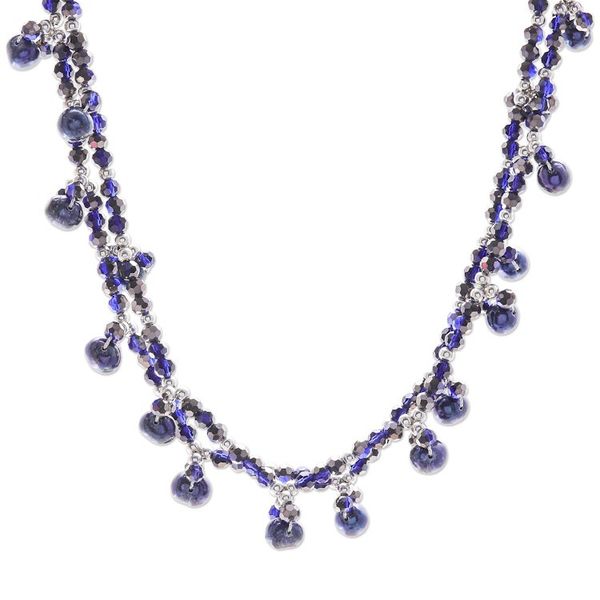 Alternate image for Blue Cultured Pearl Beaded Necklace with Silver Accents Wonderful Blue
