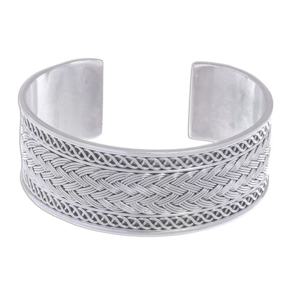 Alternate image for Hill Tribe Sterling Silver Cuff Bracelet Rippling Helixes