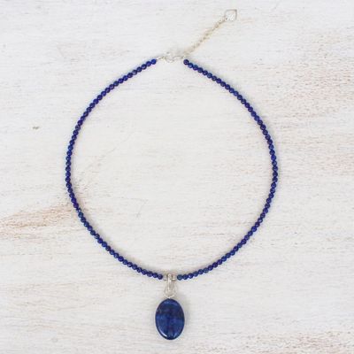 Alternate image for Handmade Lapis Lazuli Pendant Necklace Blue Lady