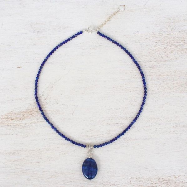Alternate image for Handmade Lapis Lazuli Pendant Necklace Blue Lady